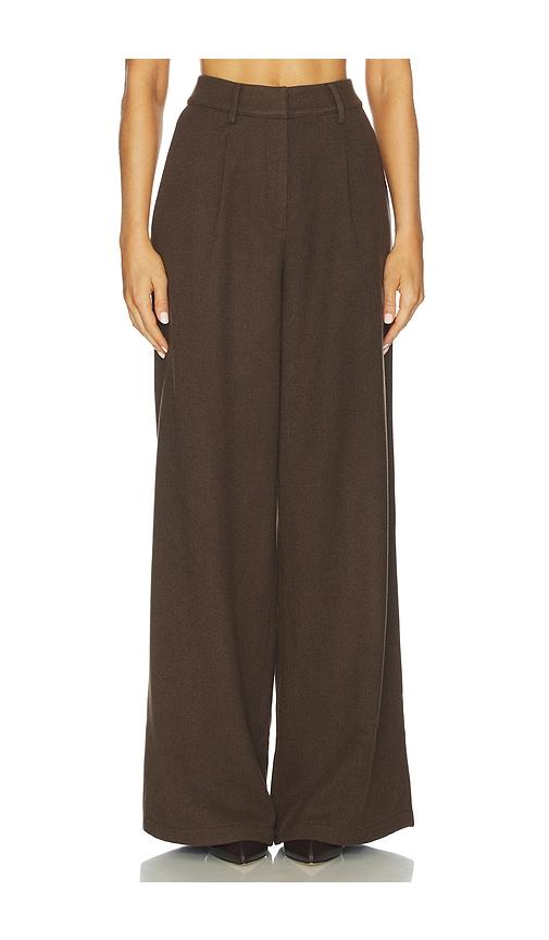 SAU LEE Neve Wool Pant in Brown by SAU LEE