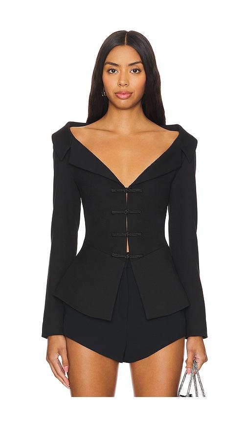 SAU LEE Nicola Top in Black by SAU LEE