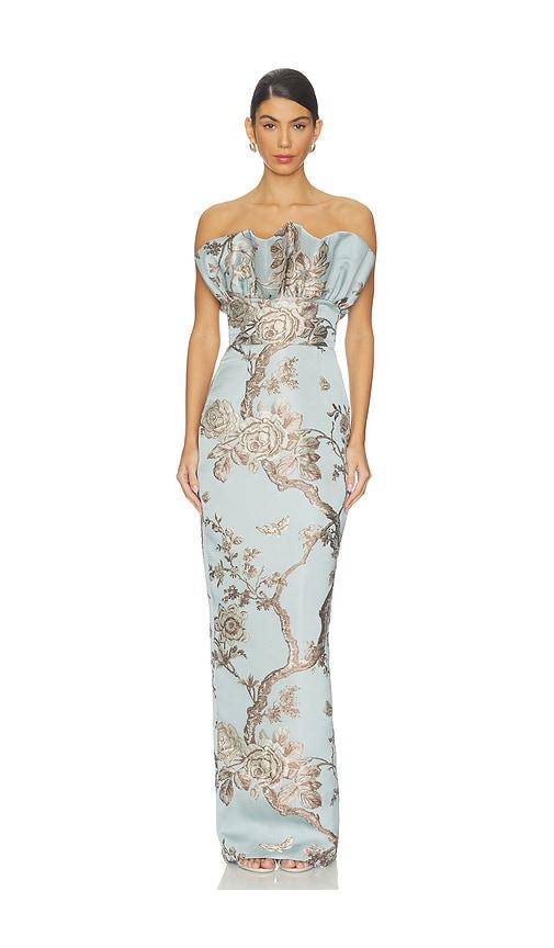 SAU LEE Noah Brocade Gown in Baby Blue by SAU LEE