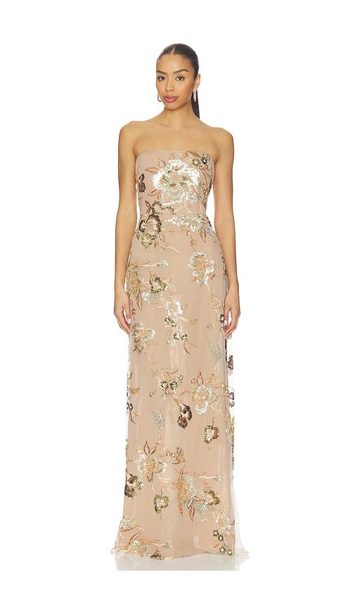 SAU LEE Pippa Maxi Dress in Taupe by SAU LEE