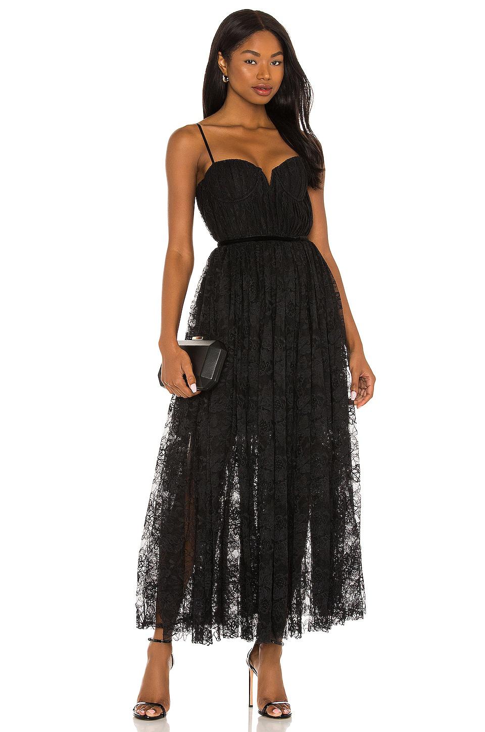 SAU LEE Selena Lace Dress in Black by SAU LEE
