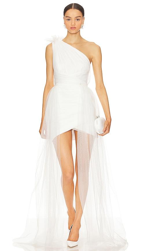 SAU LEE Sidney Dress in White by SAU LEE