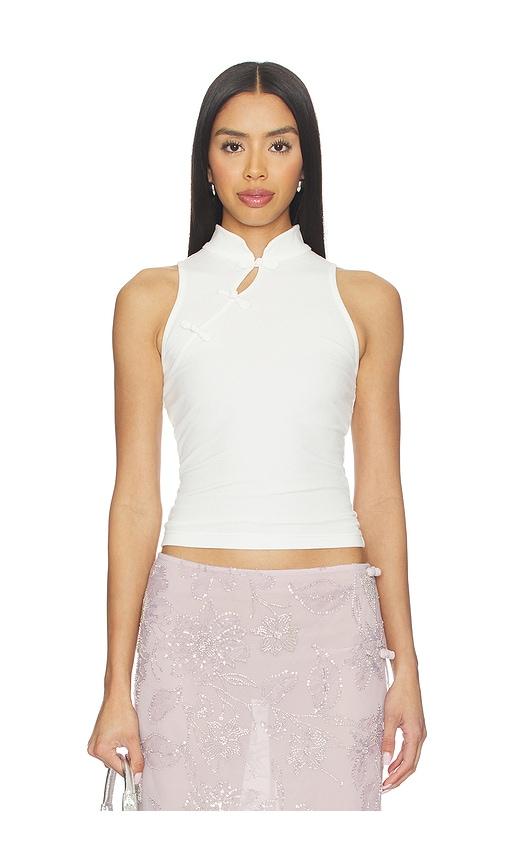 SAU LEE Tao Knit Top in White by SAU LEE
