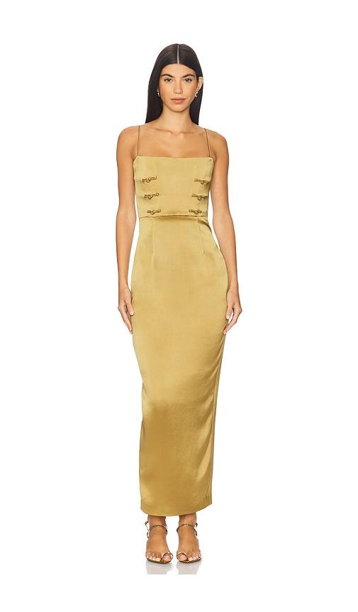 SAU LEE Taylor Dress in Olive by SAU LEE