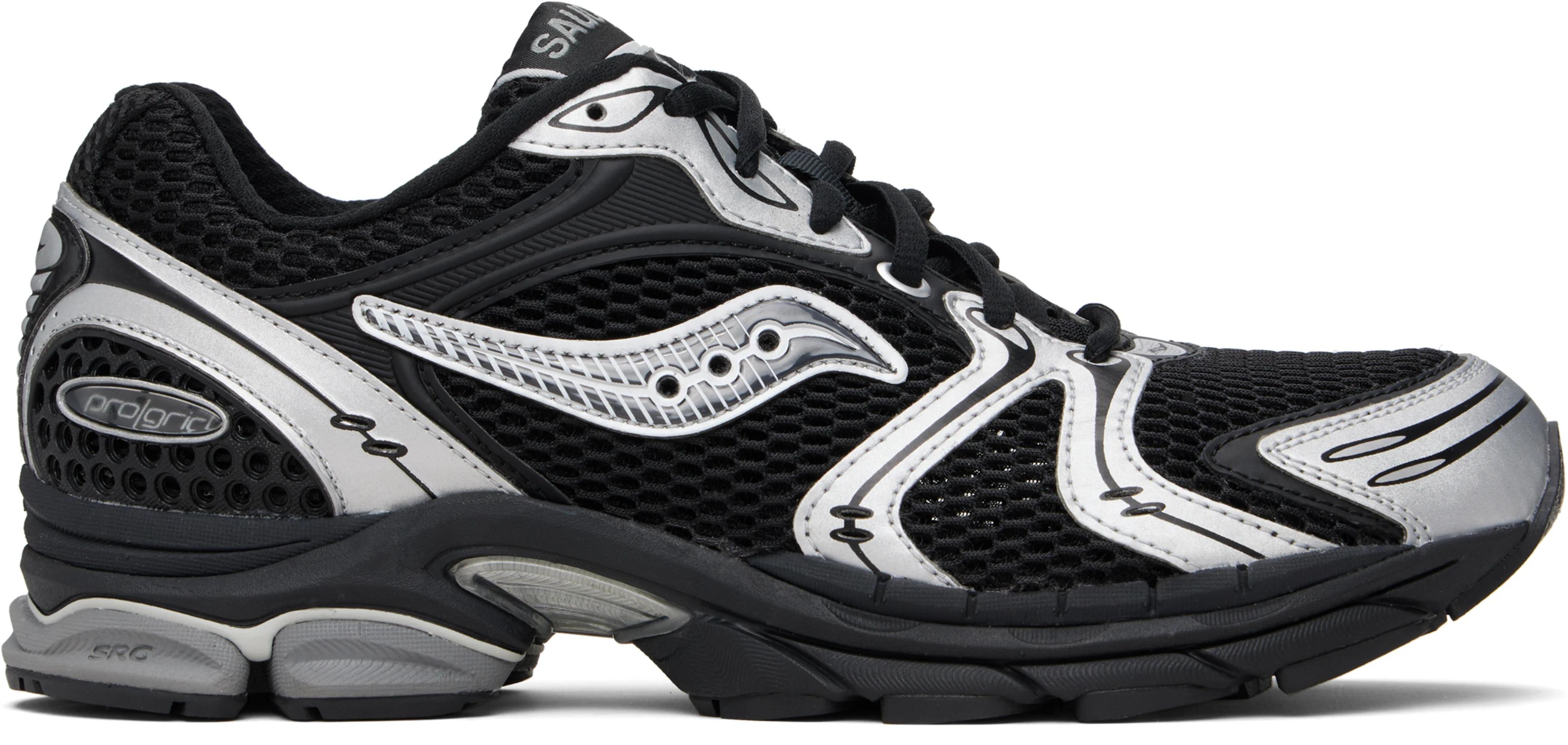 Black & Silver ProGrid Triumph 4 Sneakers by SAUCONY