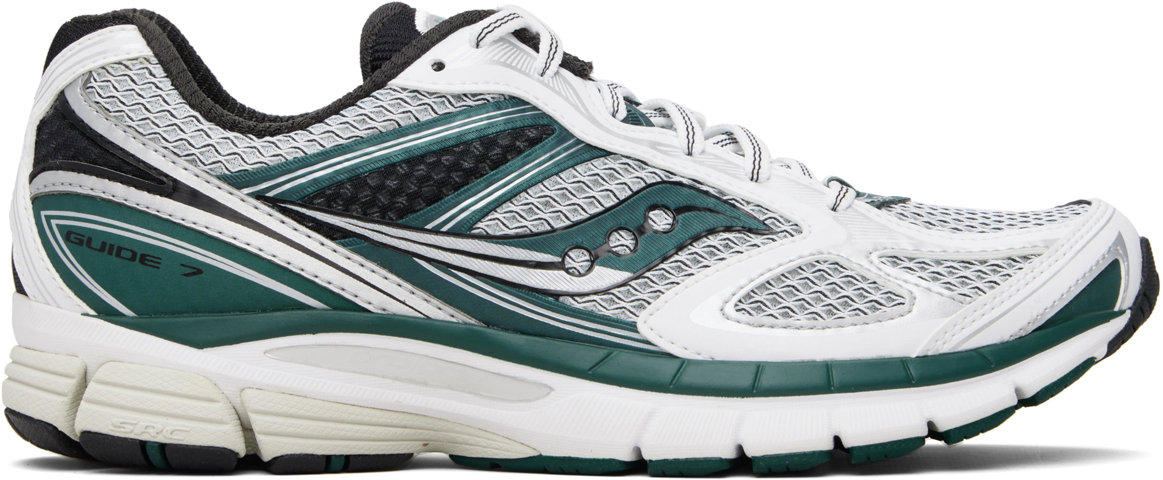 White & Green ProGrid Guide 7 Sneakers by SAUCONY