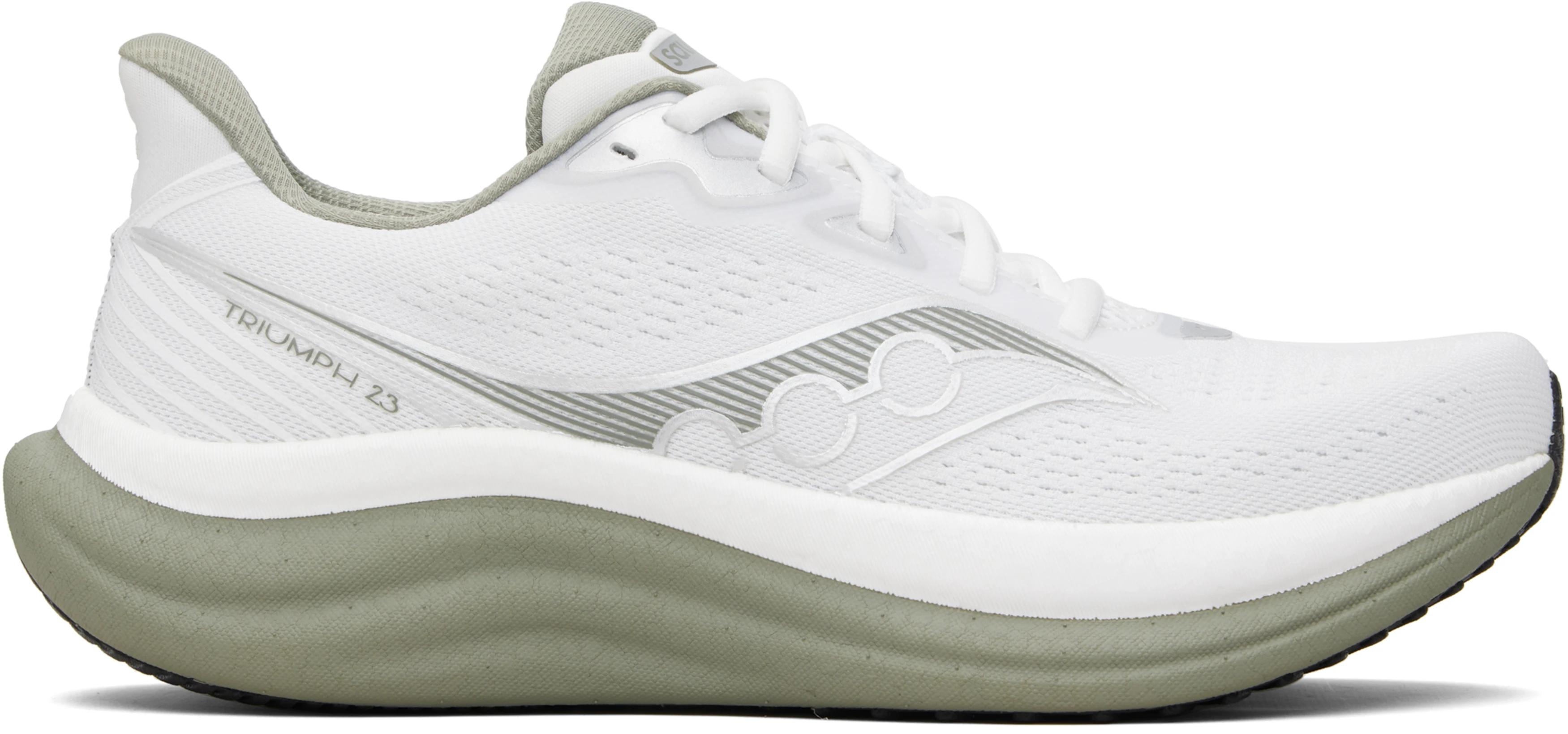 White & Khaki Triumph 23 Sneakers by SAUCONY