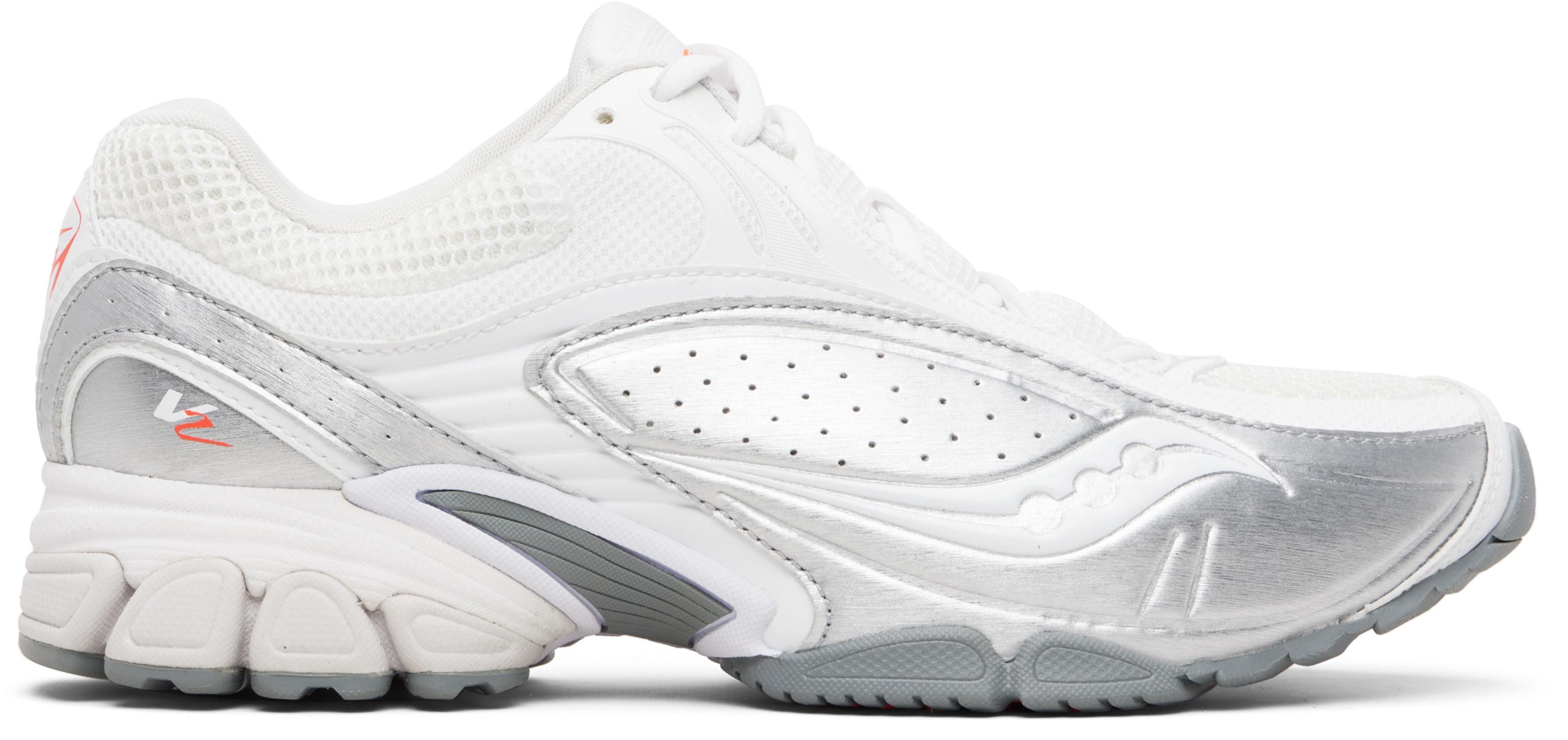 White & Silver ProGrid V2 Sneakers by SAUCONY