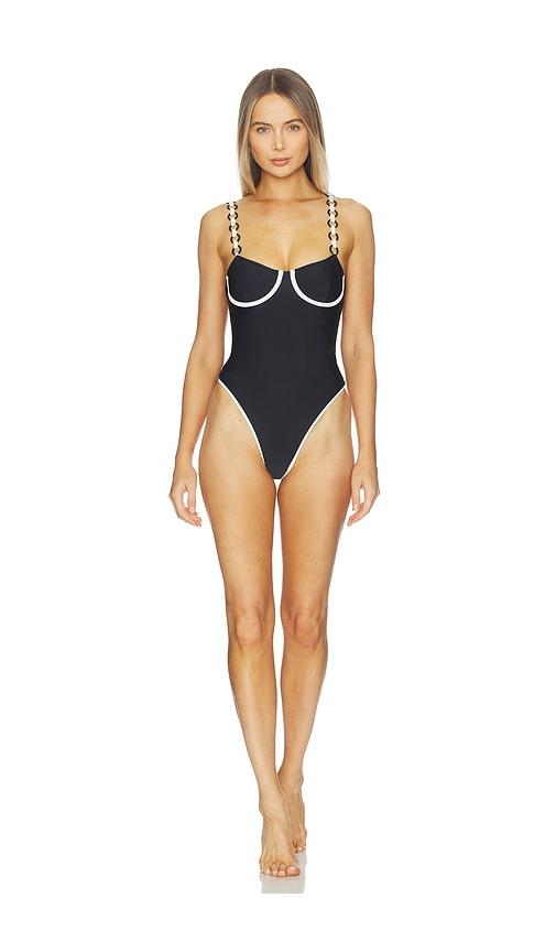 Saudade Black Serenity One Piece Bikini in Black,White by SAUDADE