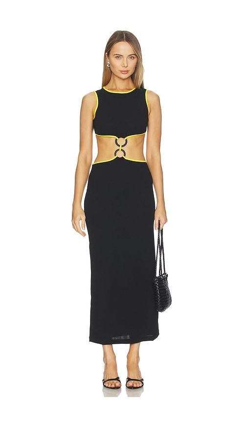 Saudade Glowi Dress in Black,Yellow by SAUDADE