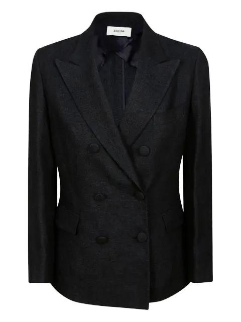 double-breasted flap-pocket blazer by SAULINA