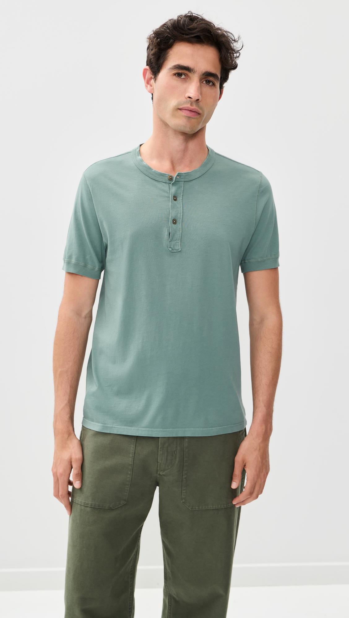 Short Sleeves Supima Henley Tee by SAVE KHAKI UNITED