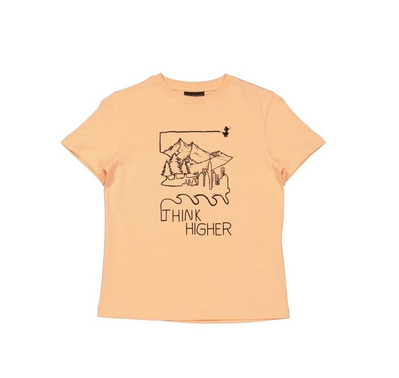 Save The Duck Kids Papaya Orange Think Higher Printed T-Shirt by SAVE THE DUCK