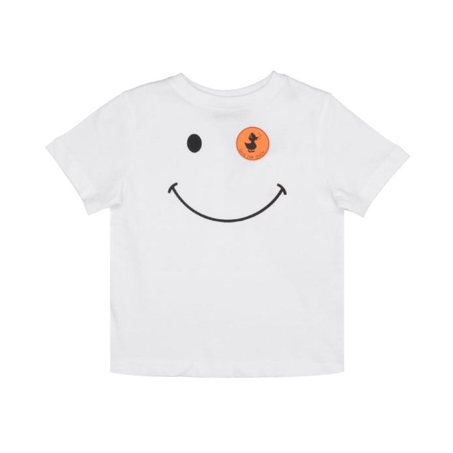 Save The Duck Kids White Asa Smiley Logo Print T-Shirt by SAVE THE DUCK