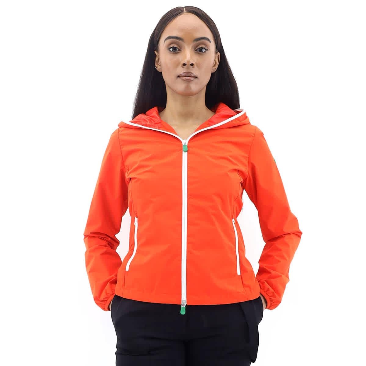 Save The Duck Stella Hooded Rain Jacket in Mars Red by SAVE THE DUCK