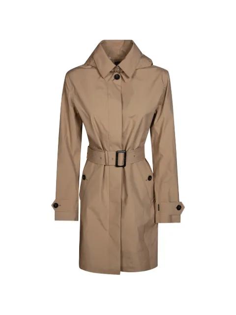 belted hoodied trench coat by SAVE THE DUCK