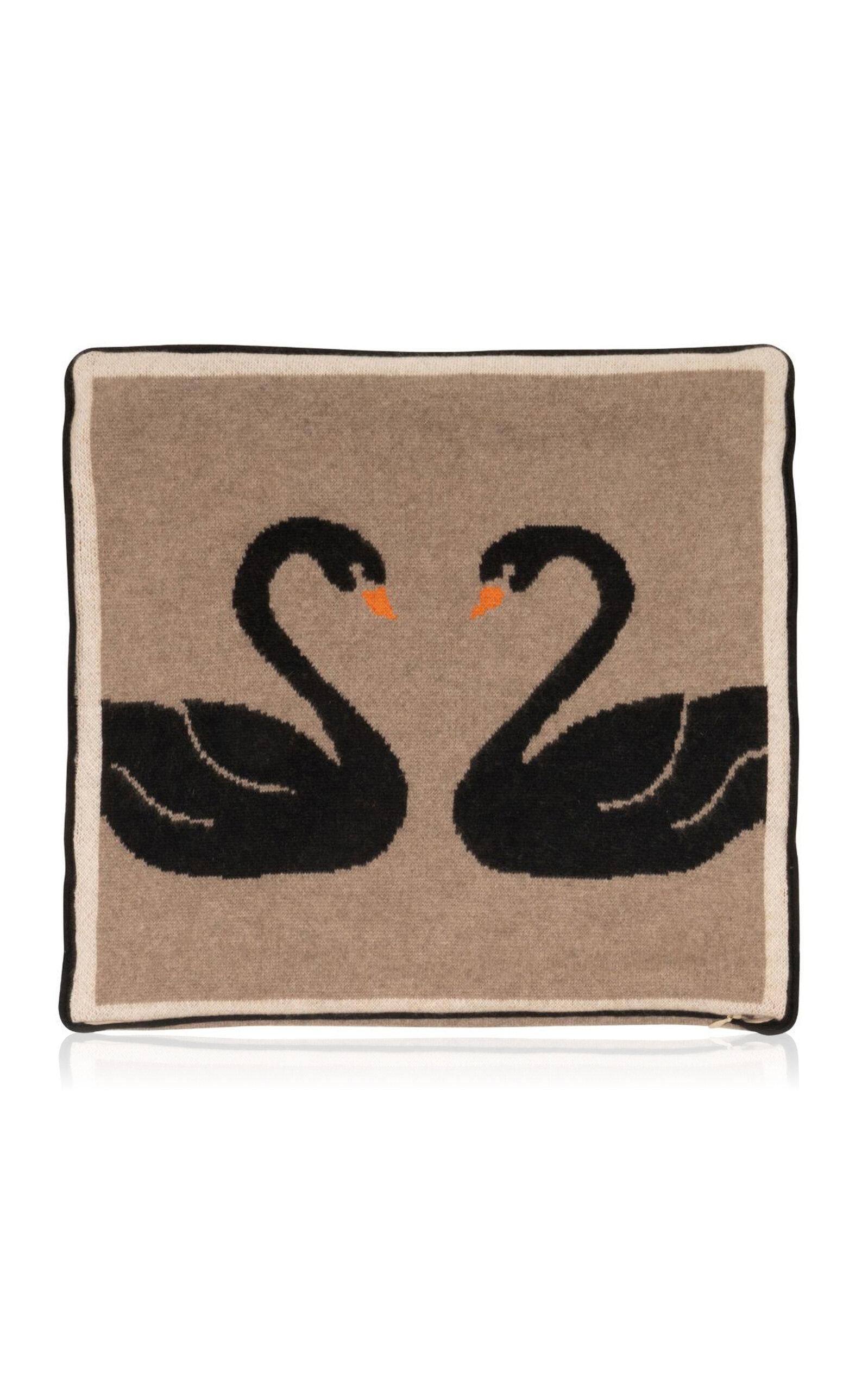 SAVED New York - DNR Swan Couple Cashmere Pillow - Off-White - Moda Operandi by SAVED NEW YORK