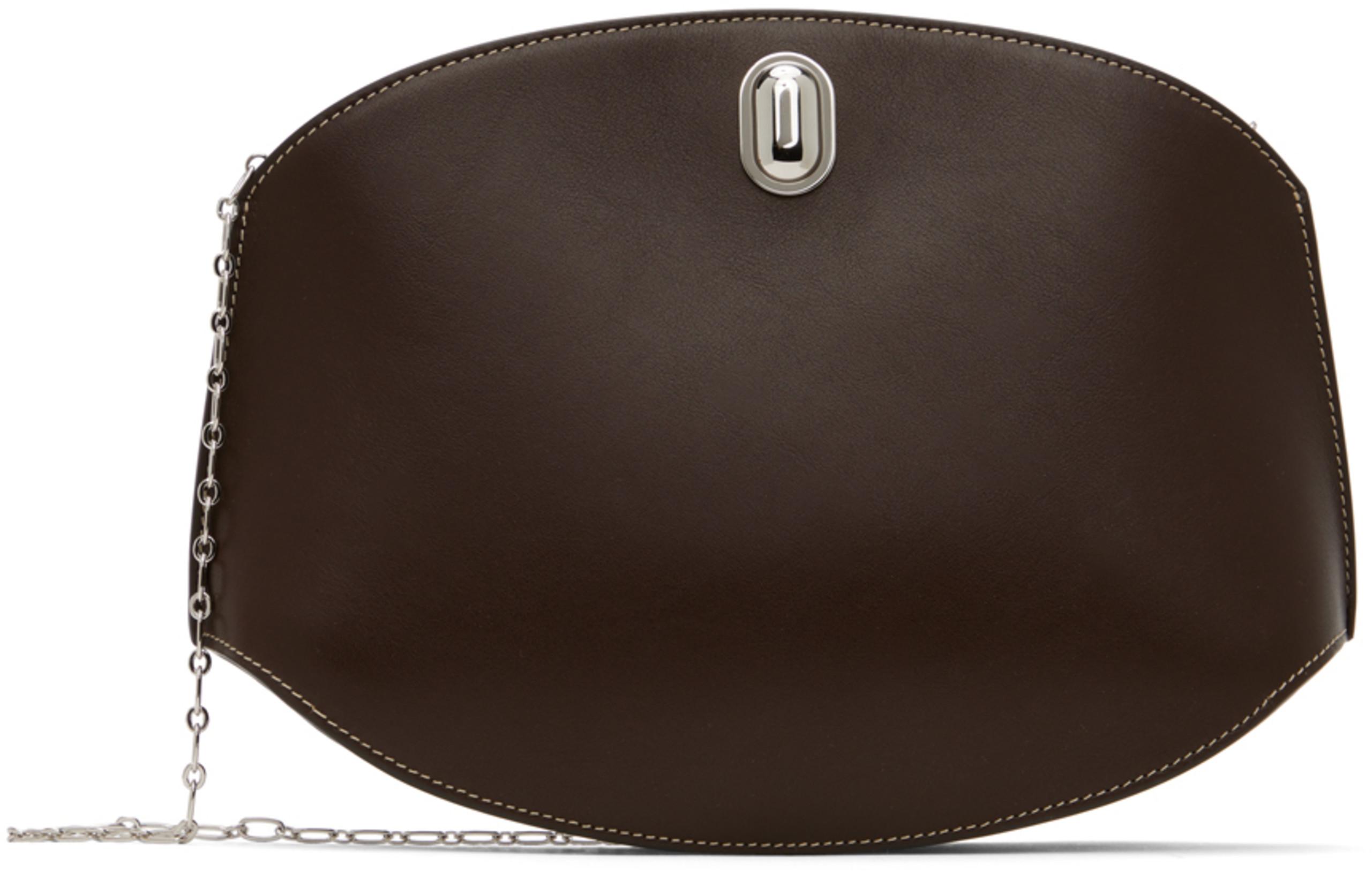 Brown Tondo Chain Crossbody Bag by SAVETTE