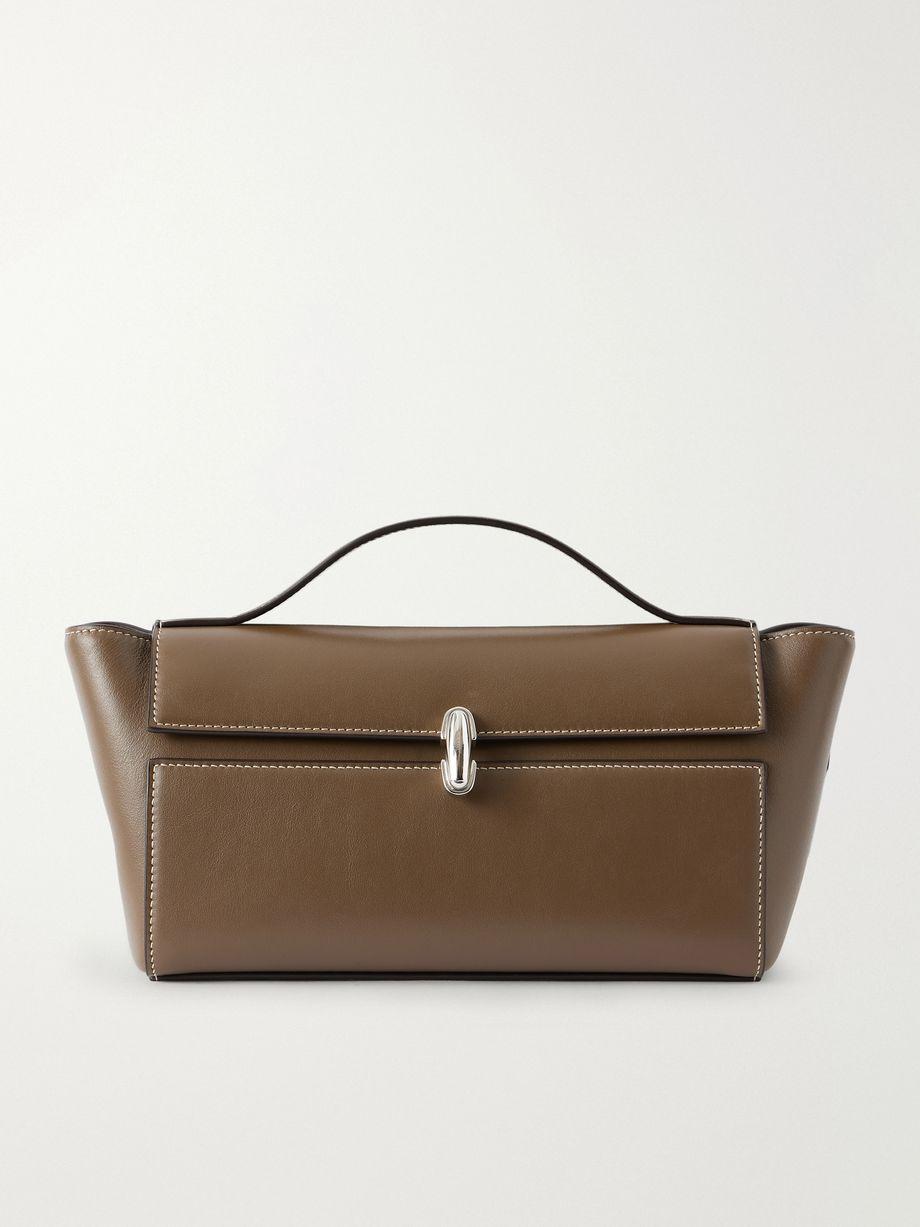 Symmetry Trapeze Pochette leather tote by SAVETTE
