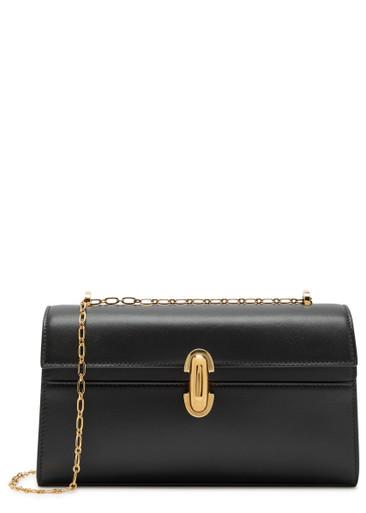 Symmetry chain leather pochette by SAVETTE