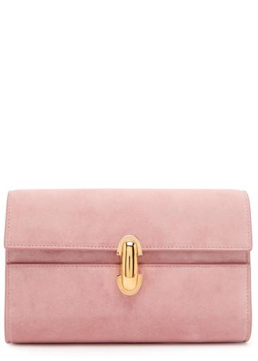 Symmetry mini suede cross-body bag by SAVETTE