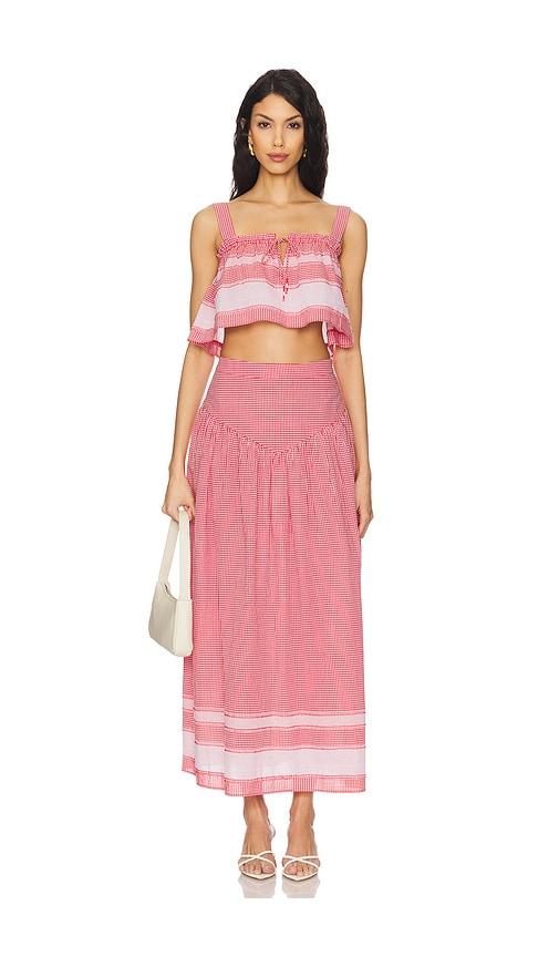 SAYLOR Judy Midi Dress in Red,White by SAYLOR