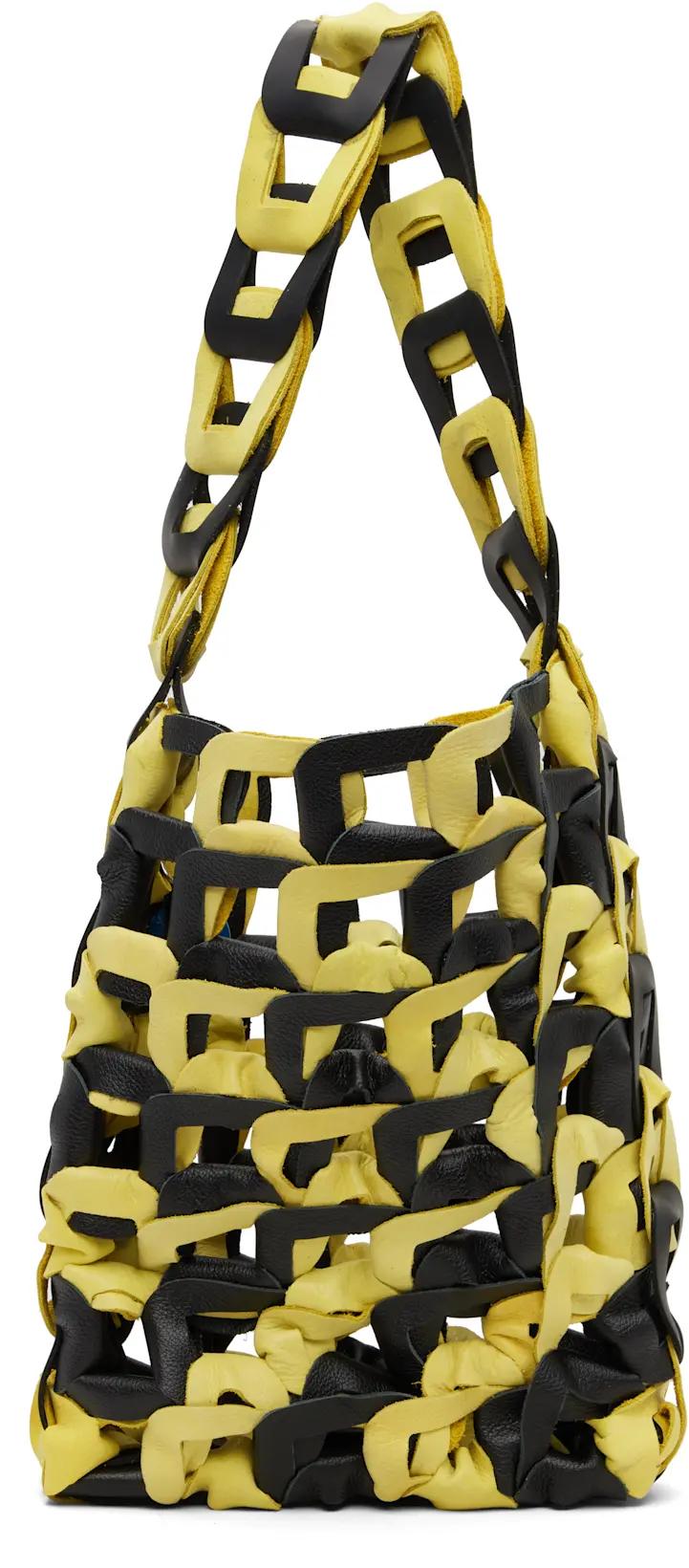Black & Yellow Links Medium Tote by SC103