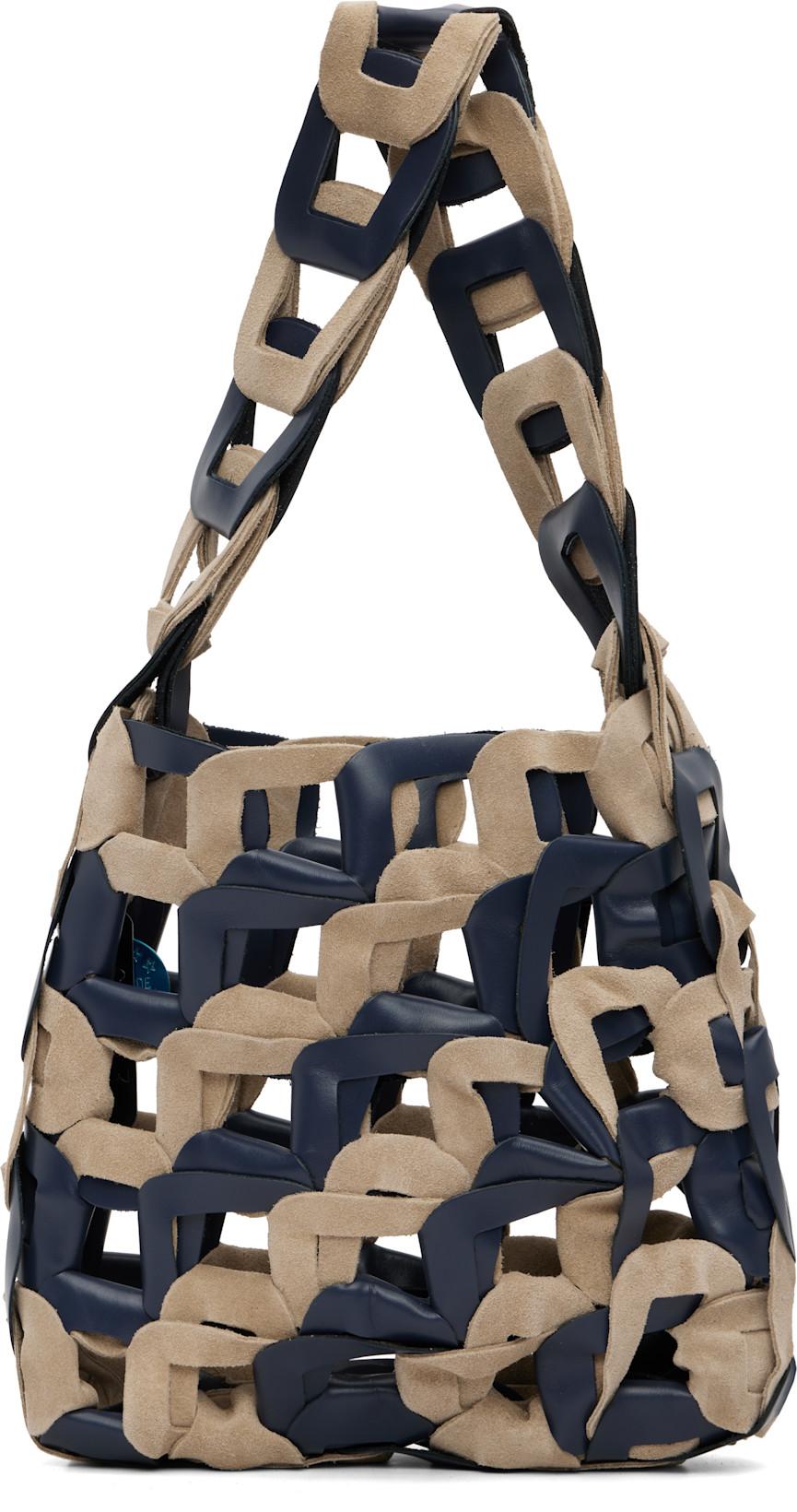 Navy & Beige Links Bag by SC103