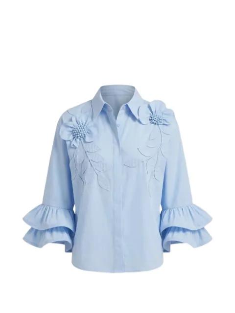 Siena floral-appliqué tiered-sleeves shirt by SCARLETT POPPIES