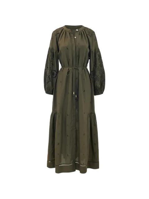 embroidered balloon-sleeve dress by SCARLETT POPPIES