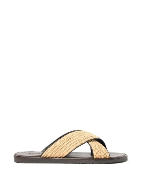 Ettore crossover-strap raffia sandals by SCAROSSO