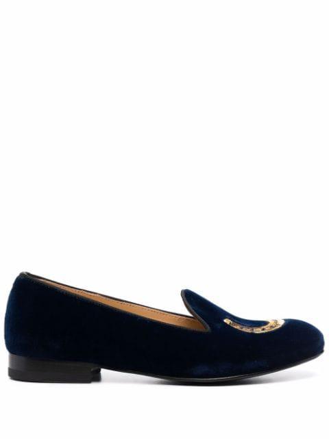 Myrtle embroidered velvet loafers by SCAROSSO