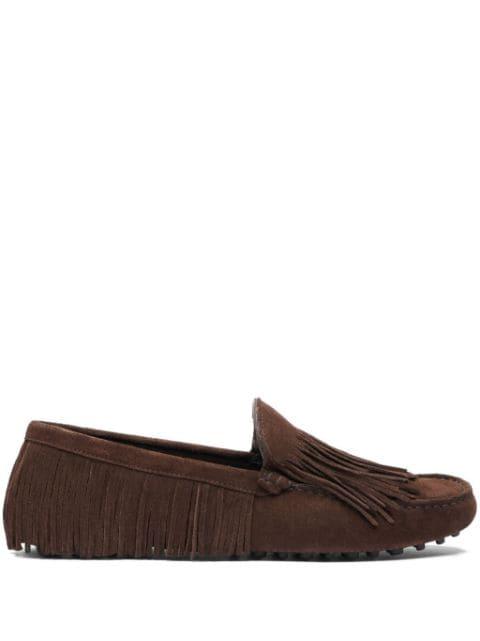 fringed suede loafers by SCAROSSO