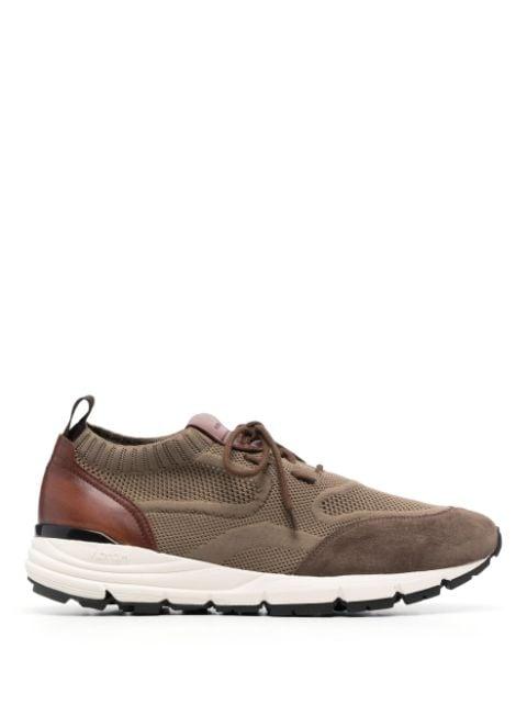 knitted-upper leather sneakers by SCAROSSO