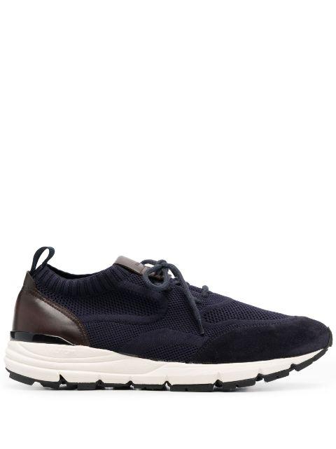 knitted-upper suede sneakers by SCAROSSO