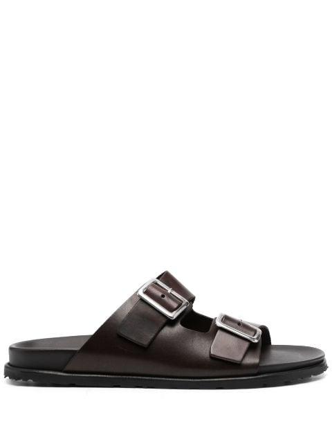 leather buckle sandals by SCAROSSO