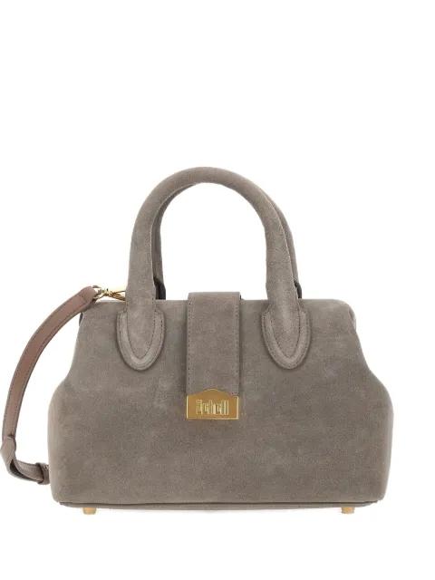 logo-plaque suede-effect tote bag by SCHELL