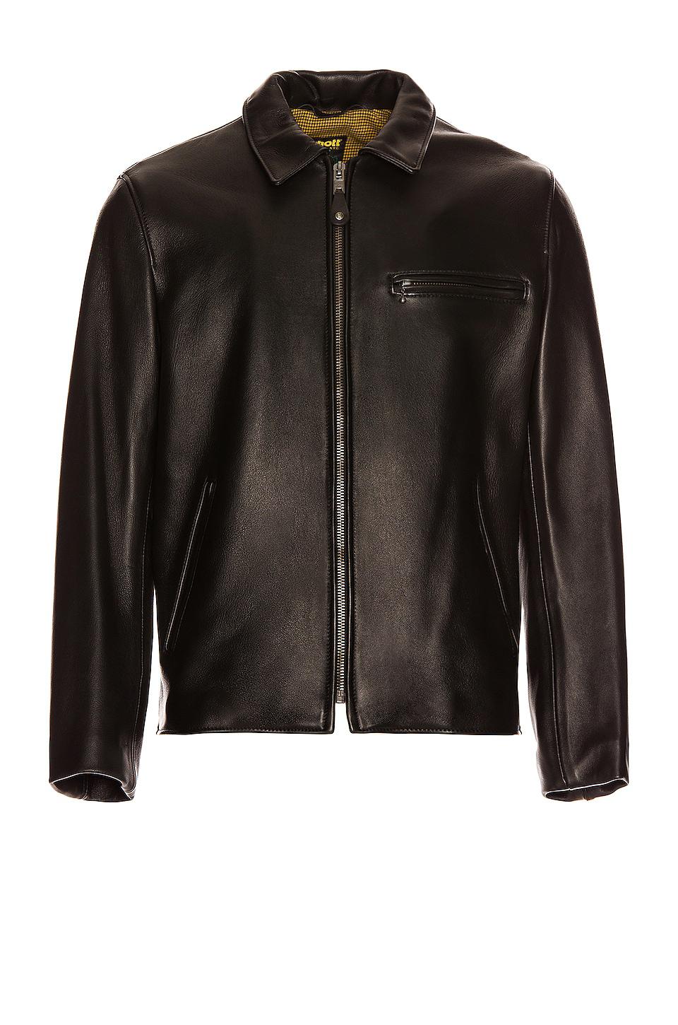Schott Collar Lamb Leather Jacket in Black by SCHOTT NYC