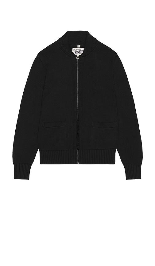 Schott Zip Front Sweater in Black by SCHOTT NYC