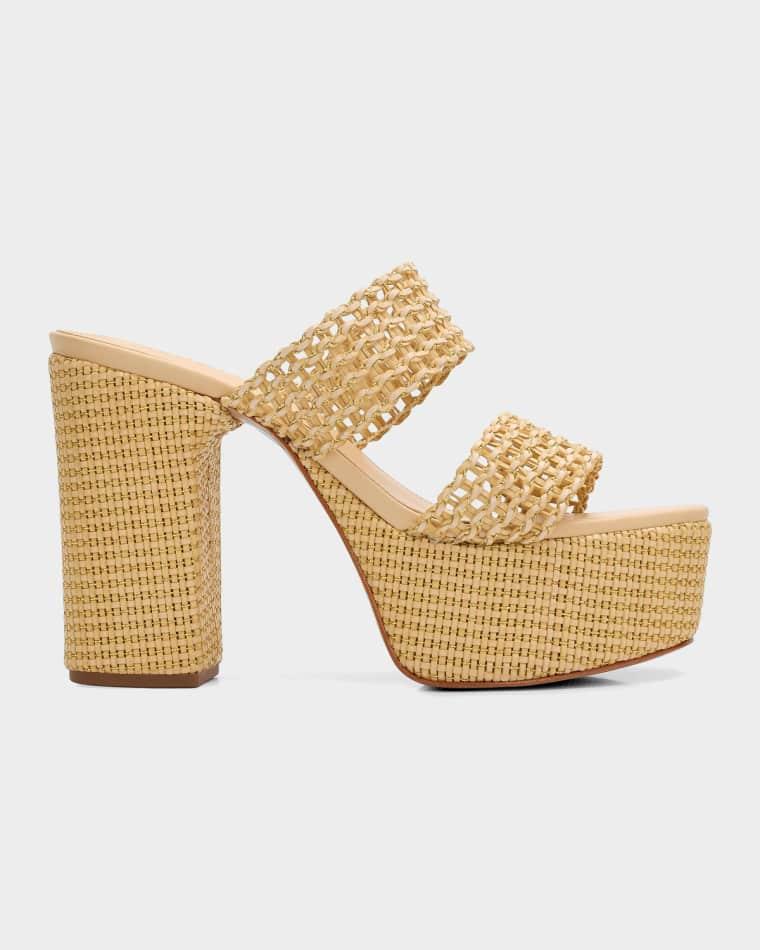 100mm Aberdeen Raffia Platform Sandals by SCHUTZ