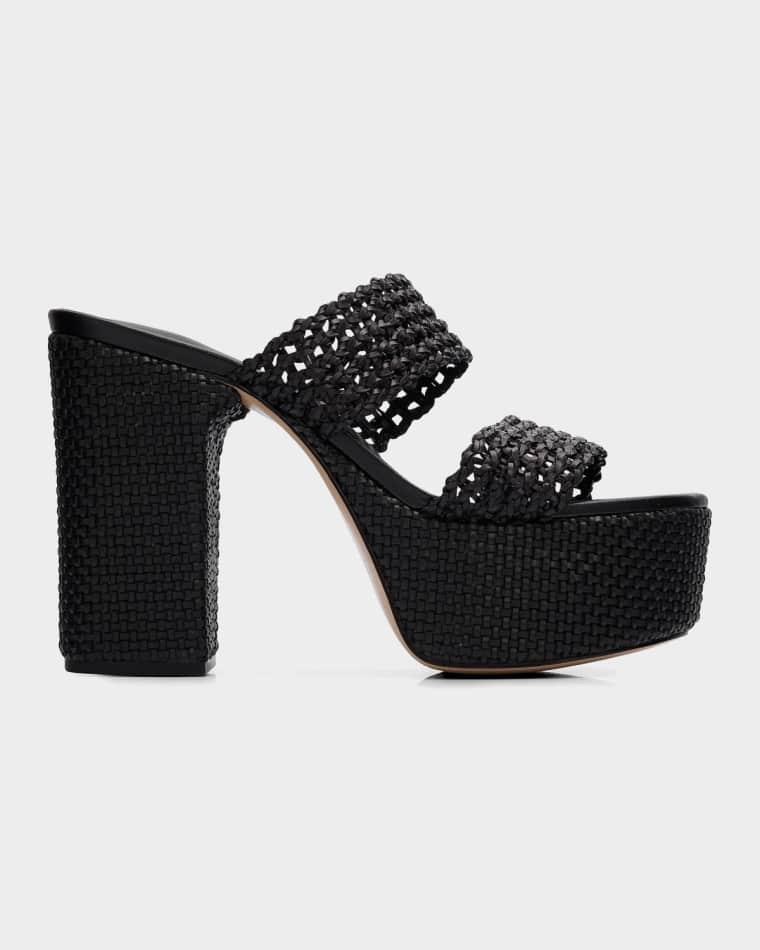 100mm Aberdeen Raffia Platform Sandals by SCHUTZ