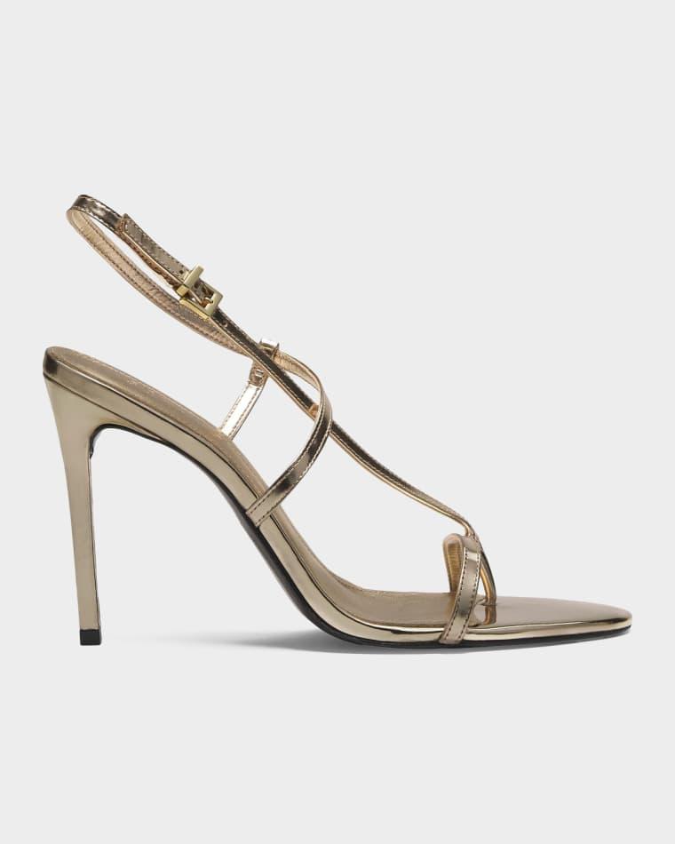 100mm Azure Metallic Leather Sandals by SCHUTZ