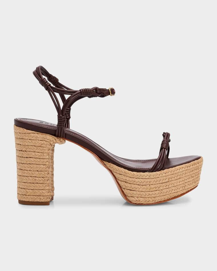 100mm Nara Leather Espadrille Platform Sandals by SCHUTZ