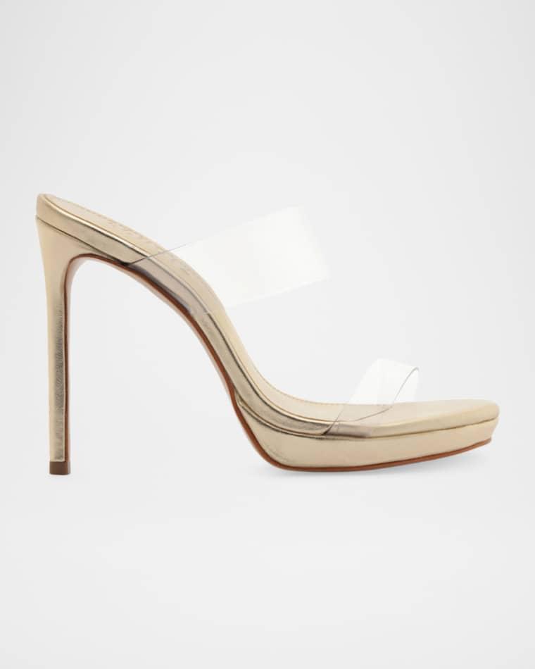 115mm Ariella Vinyl and Metallic Leather Platform Sandals by SCHUTZ