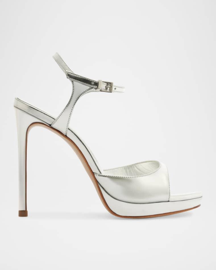 115mm Scarlett Metallic Leather Platform Sandals by SCHUTZ