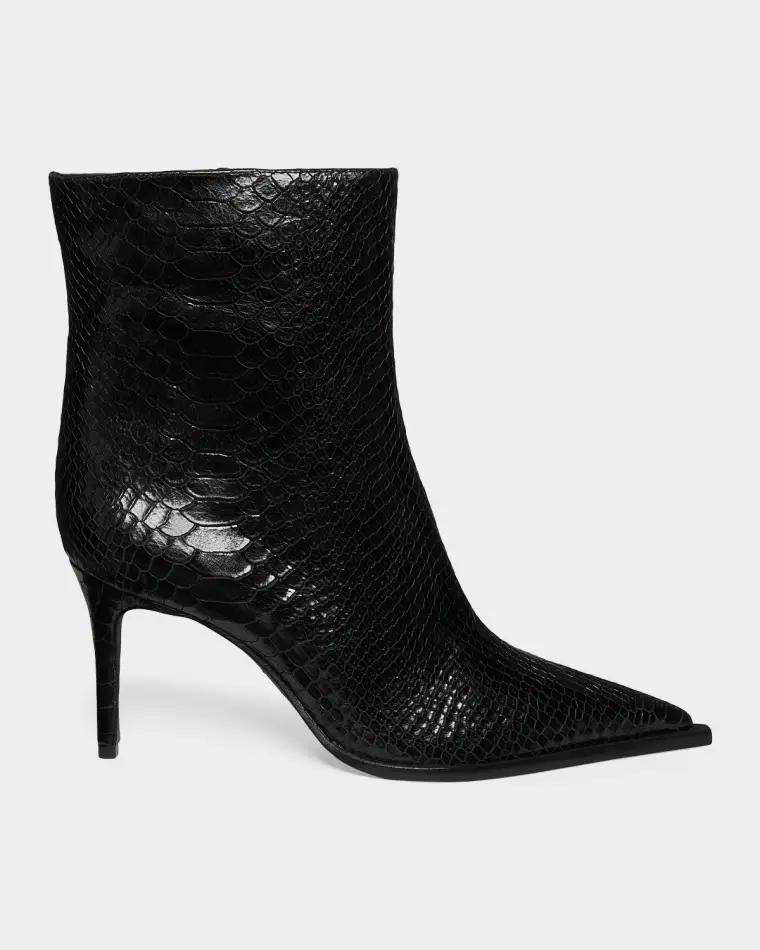85mm Mary Snake-Embossed Leather Booties by SCHUTZ