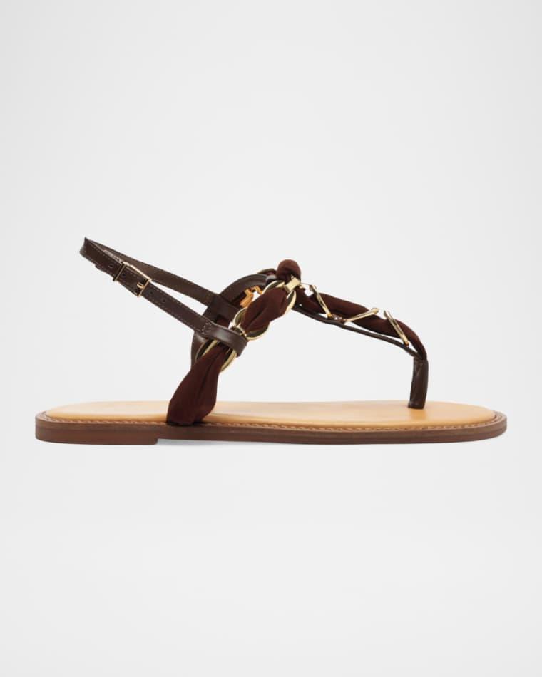 Camellia Braided Mixed Leather Thong Sandals by SCHUTZ