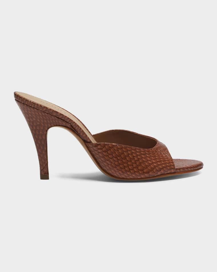Clea Snake-Embossed Leather Sandals by SCHUTZ