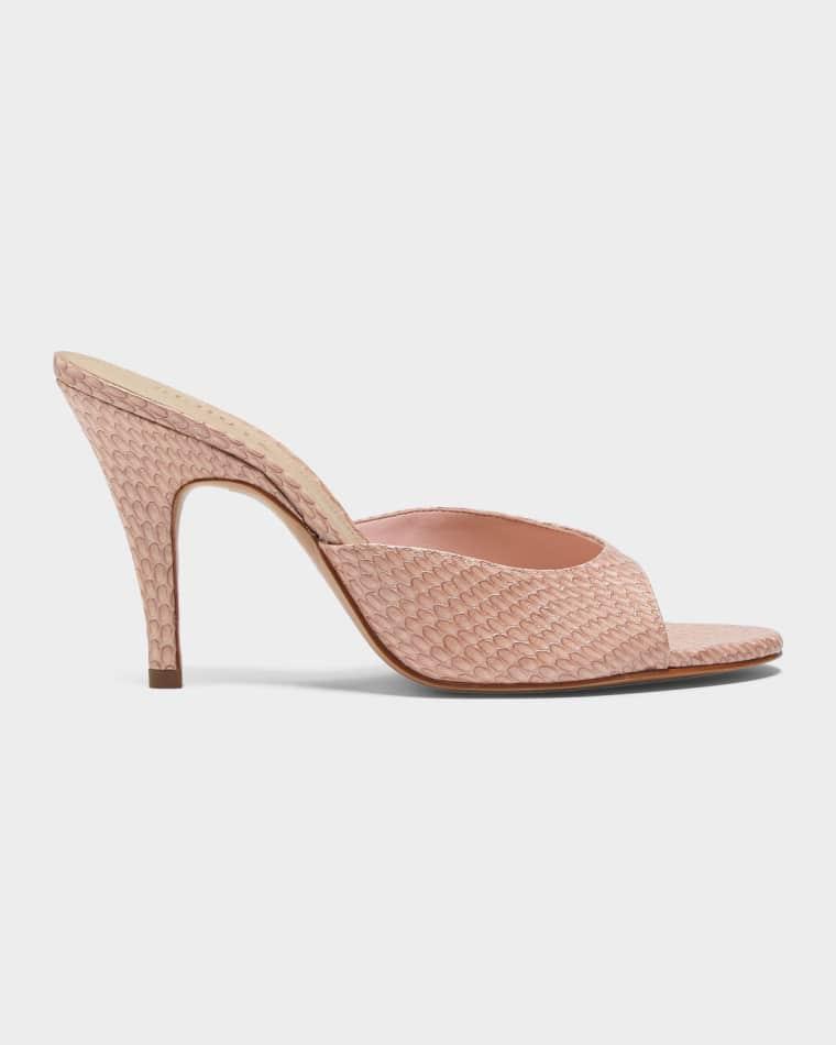Clea Snake-Embossed Leather Sandals by SCHUTZ