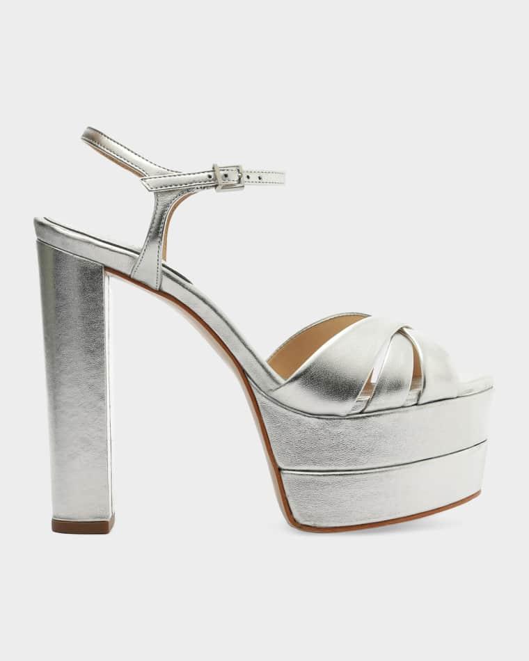 Keefa High Metallic Leather Platform Sandals by SCHUTZ